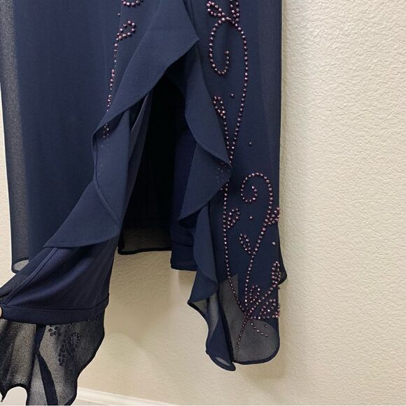 R&M Richards 2 Pieces Blue Embellished Cardigan Dress, Size 20W - Picture 5 of 13